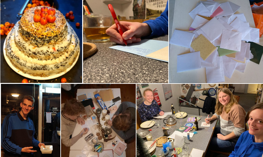 collage kaarten schrijven door studenten voor ouderen in coronatijd